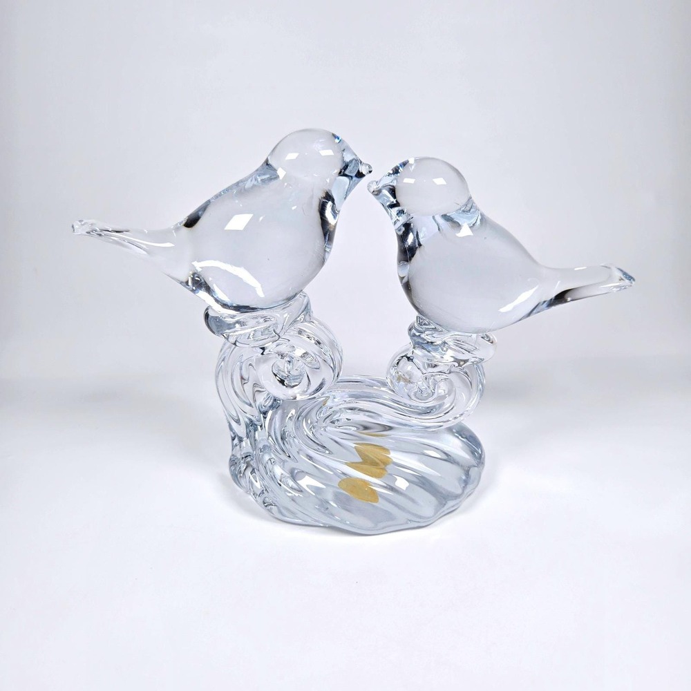 Kissing Love Birds Art Glass Sculpture Signed Great City Traders Hand Blown